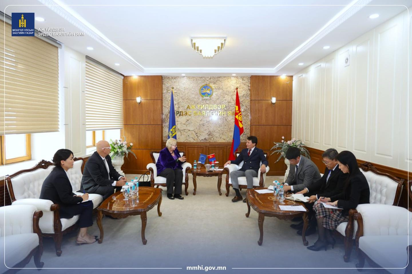 Европын холбооноос Монгол Улсад суугаа Элчин сайд Ина Марчюлёнитег хүлээн авч уулзав